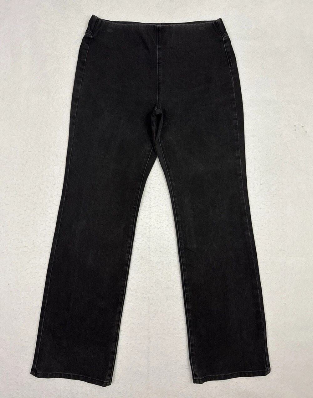 Soft Surroundings Pull On Jeans Womens LT Large Tall Black Stretch Straight Leg